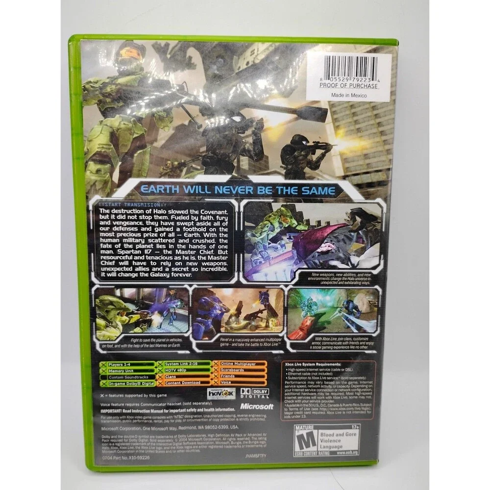 Halo 2 Microsoft Xbox 2004 Video Game (No Manual) Game And Disc Only